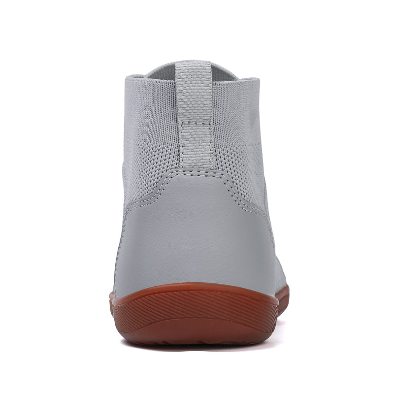 Custom Unisex High Cut Wide Toe Walking Shoes Soft Fly Knit Barefoot Shoes for Flat Feet Flexible Barefoot Sneakers
