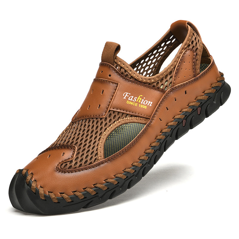 Wholesale High Quality Hollowed Out Mesh Sandals for Men Comfortable Beach Footwear