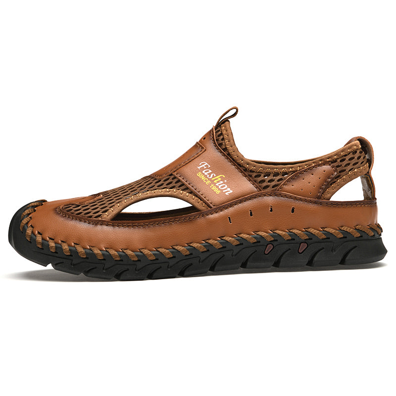 Wholesale High Quality Hollowed Out Mesh Sandals for Men Comfortable Beach Footwear