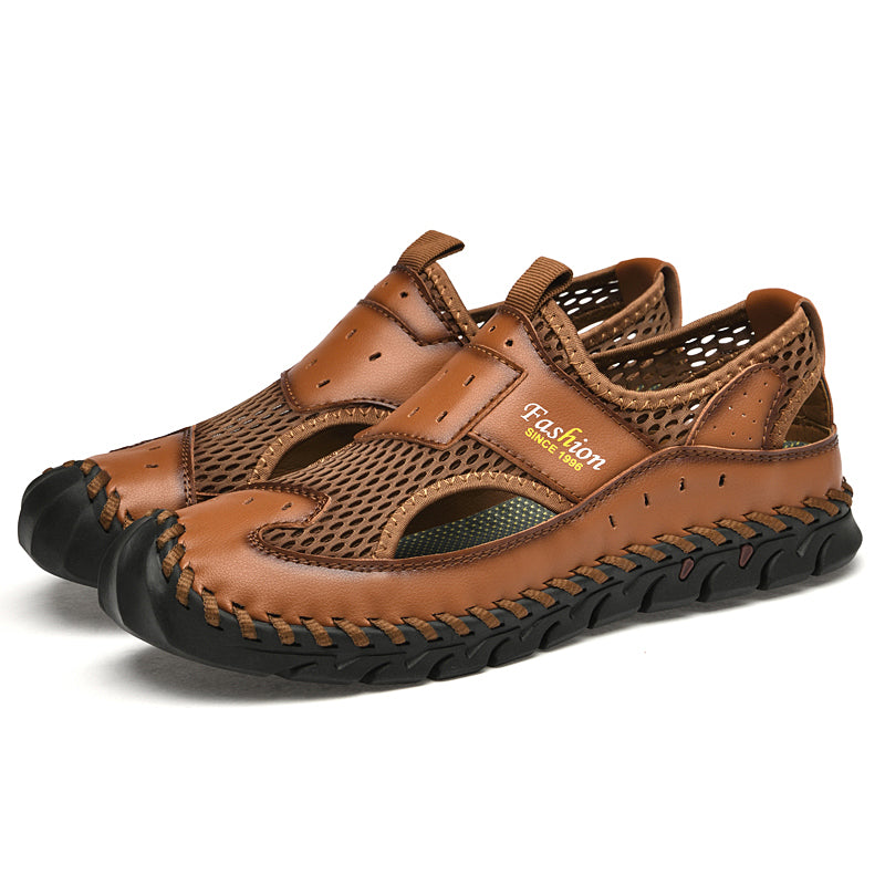 Wholesale High Quality Hollowed Out Mesh Sandals for Men Comfortable Beach Footwear