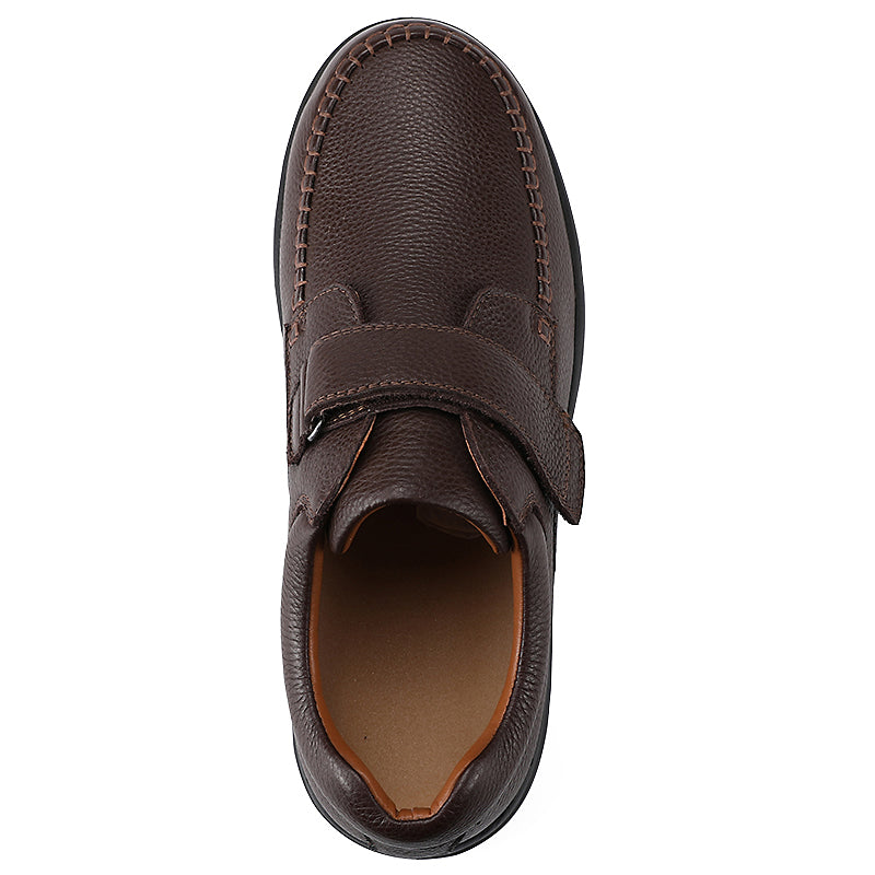 Factory customized logo leather comfortable men's handmade diabetic shoes non-slip breathable arch support functional shoes OEM ODM