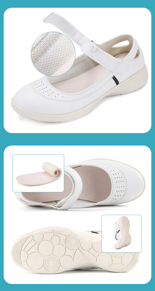 Customized Logo Medical Lab Work Shoes Breathable PU Leather Upper Velcro Comfortable Wearable and Fashionable for Hospital Nurses OEM ODM