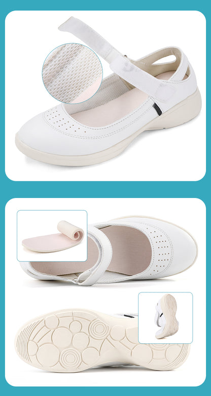 Customized Logo Medical Lab Work Shoes Breathable PU Leather Upper Velcro Comfortable Wearable and Fashionable for Hospital Nurses OEM ODM
