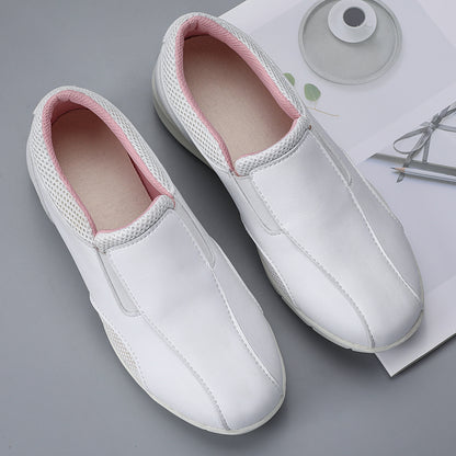 Customized logo non-slip comfortable breathable fashionable durable leather PU upper thickened hospital nurse shoes High heel