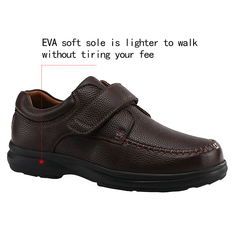 Factory customized logo leather comfortable men's handmade diabetic shoes non-slip breathable arch support functional shoes OEM ODM