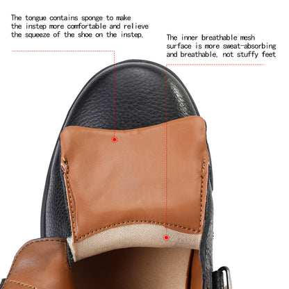 Factory customized logo leather comfortable men's handmade diabetic shoes non-slip breathable arch support functional shoes OEM ODM