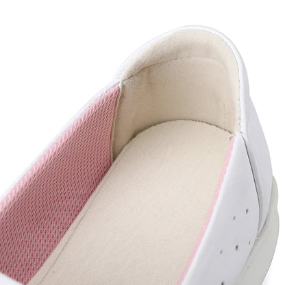 Customized Logo Genuine Leather PU Upper Comfortable Breathable White Nurse Slip On Loafers Factory OEM ODM