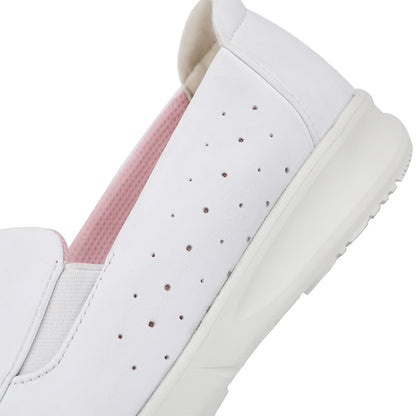 Customized Logo Genuine Leather PU Upper Comfortable Breathable White Nurse Slip On Loafers Factory OEM ODM