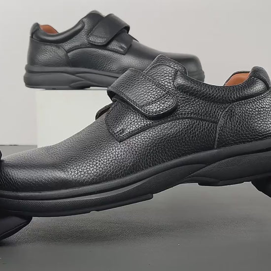 Extra wide leather diabetic shoe with velcro straps for men
